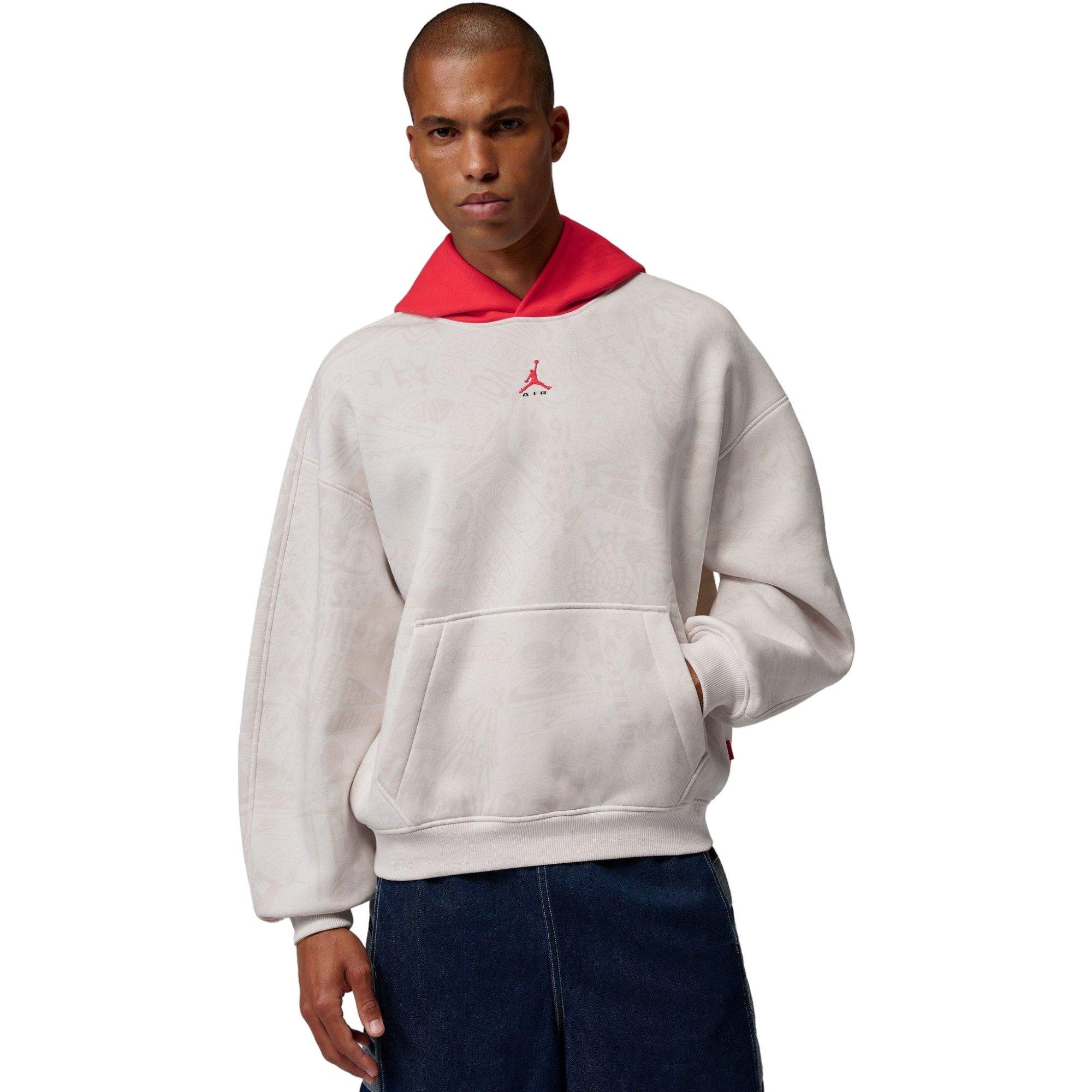 Jordan Men's Brooklyn Fleece Pullover Hoodie - Cream/Red - CREAM/RED